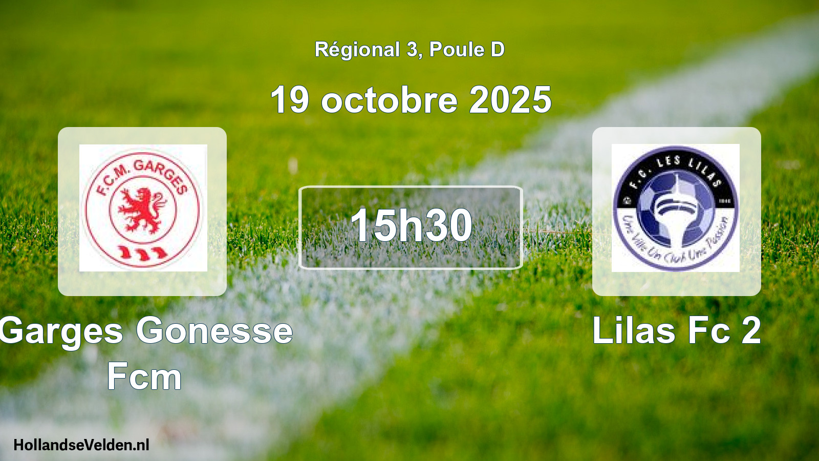 Geplande wedstrijd: Garges Gonesse Fcm - Lilas Fc 2 (19 octobre 2025)