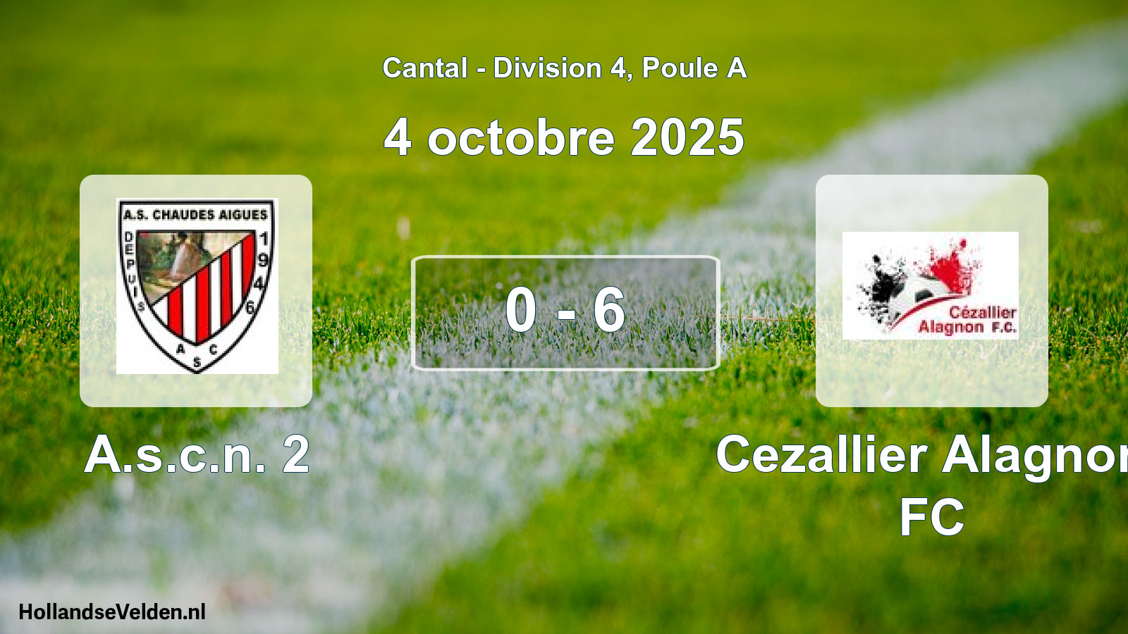 Gespeelde wedstrijd: A.s.c.n. 2 - Cezallier Alagnon FC 0 - 6 (4 oktober 2025)