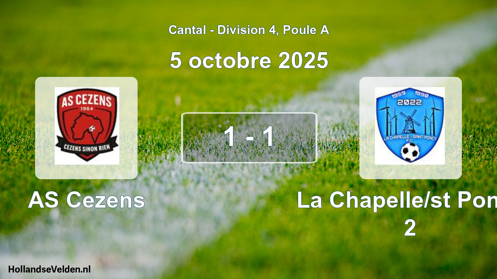 Gespeelde wedstrijd: AS Cezens - La Chapelle/st Poncy 2 1 - 1 (5 oktober 2025)