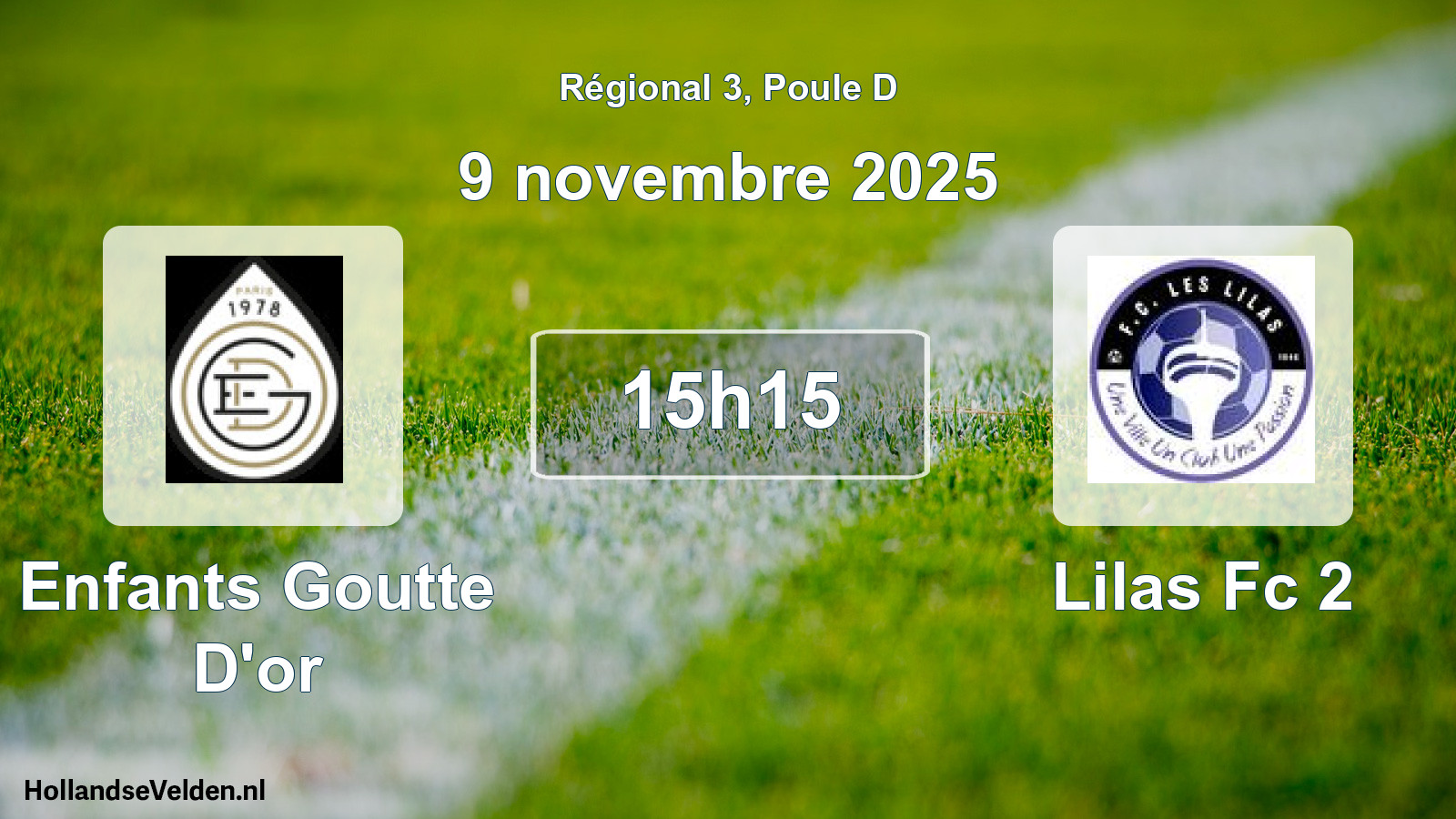 Geplande wedstrijd: Enfants Goutte D'or - Lilas Fc 2 (9 novembre 2025)