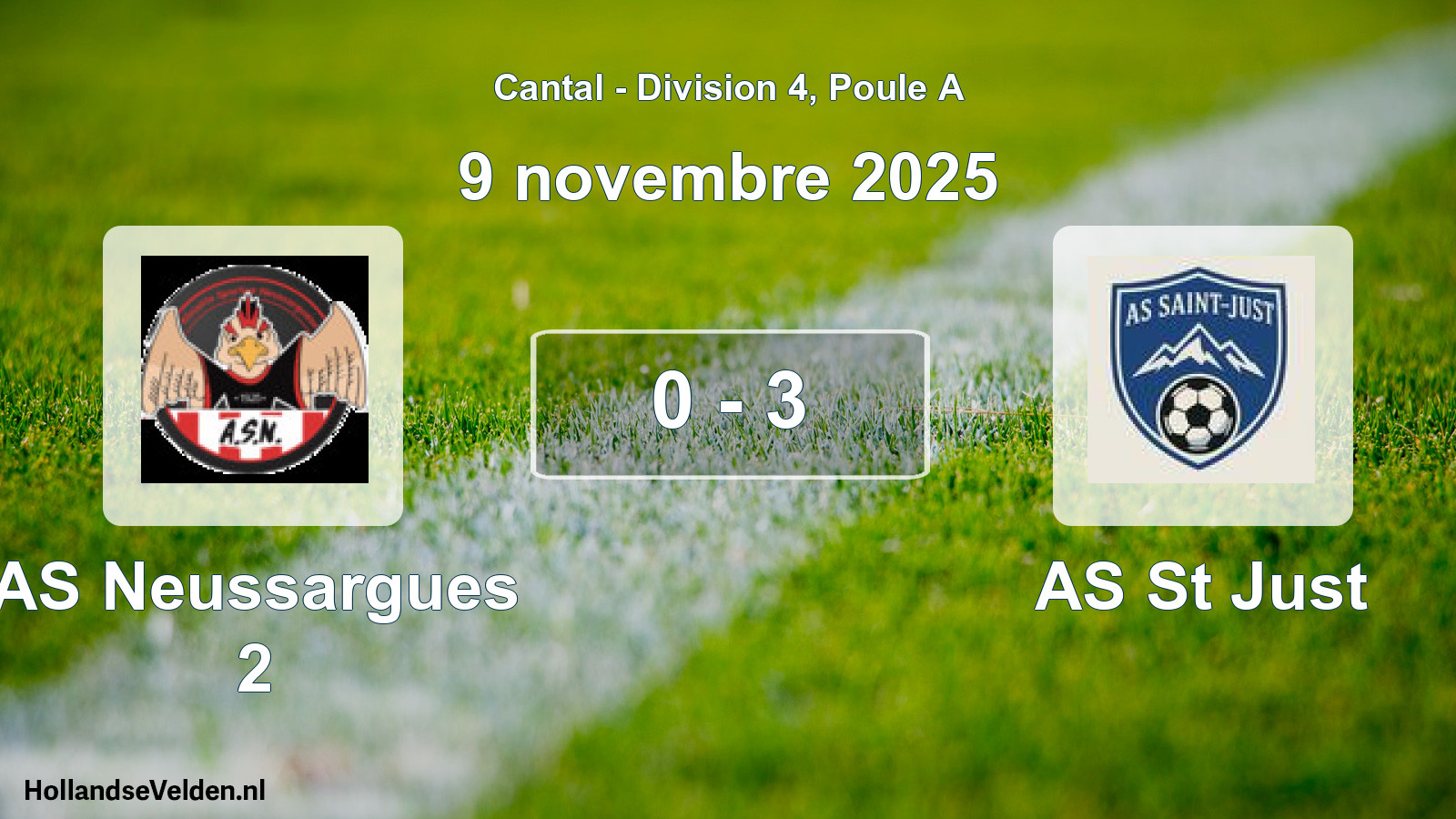 Gespeelde wedstrijd: AS Neussargues 2 - AS St Just 0 - 3 (9 november 2025)
