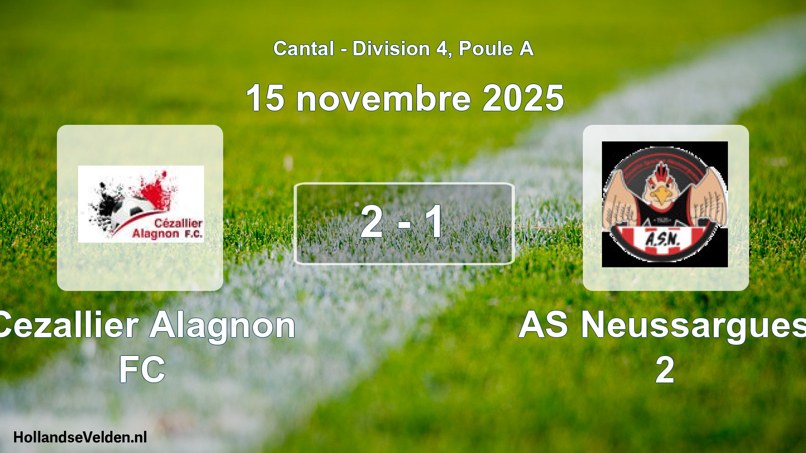 Gespeelde wedstrijd: Cezallier Alagnon FC - AS Neussargues 2 2 - 1 (15 november 2025)