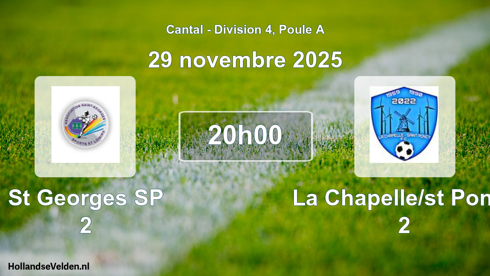 Geplande wedstrijd: St Georges SP 2 - La Chapelle/st Poncy 2 (29 november 2025)