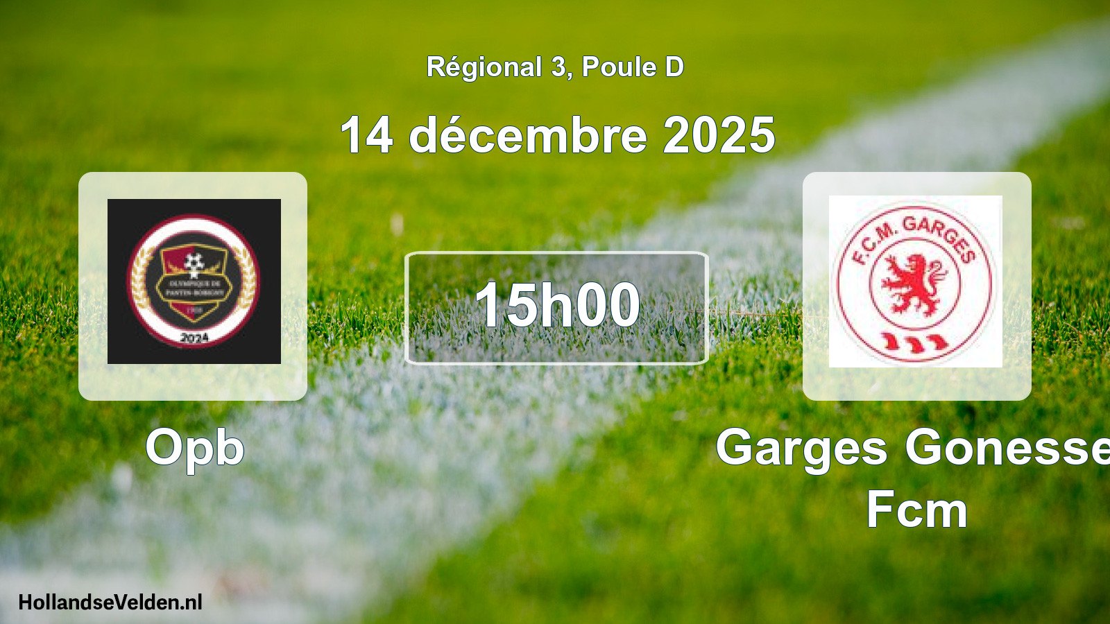 Geplande wedstrijd: Opb - Garges Gonesse Fcm (14 december 2025)