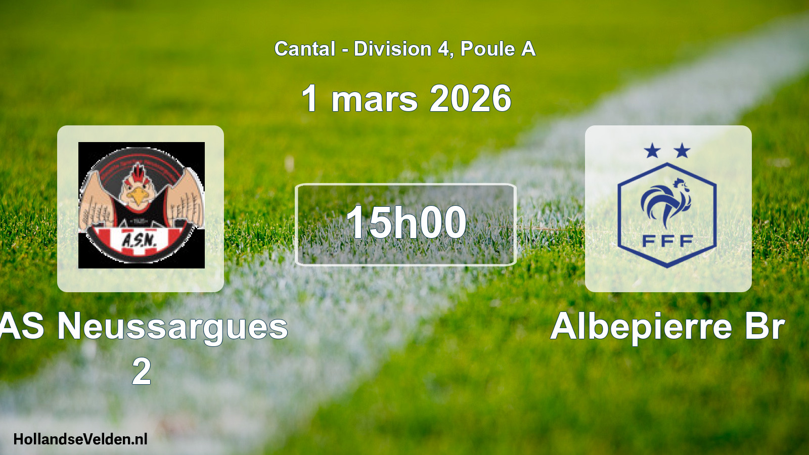 Match programmé: AS Neussargues 2 - Albepierre Br (1 mars 2026)