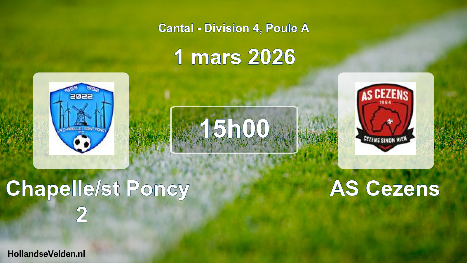 Match programmé: La Chapelle/st Poncy 2 - AS Cezens (1 mars 2026)