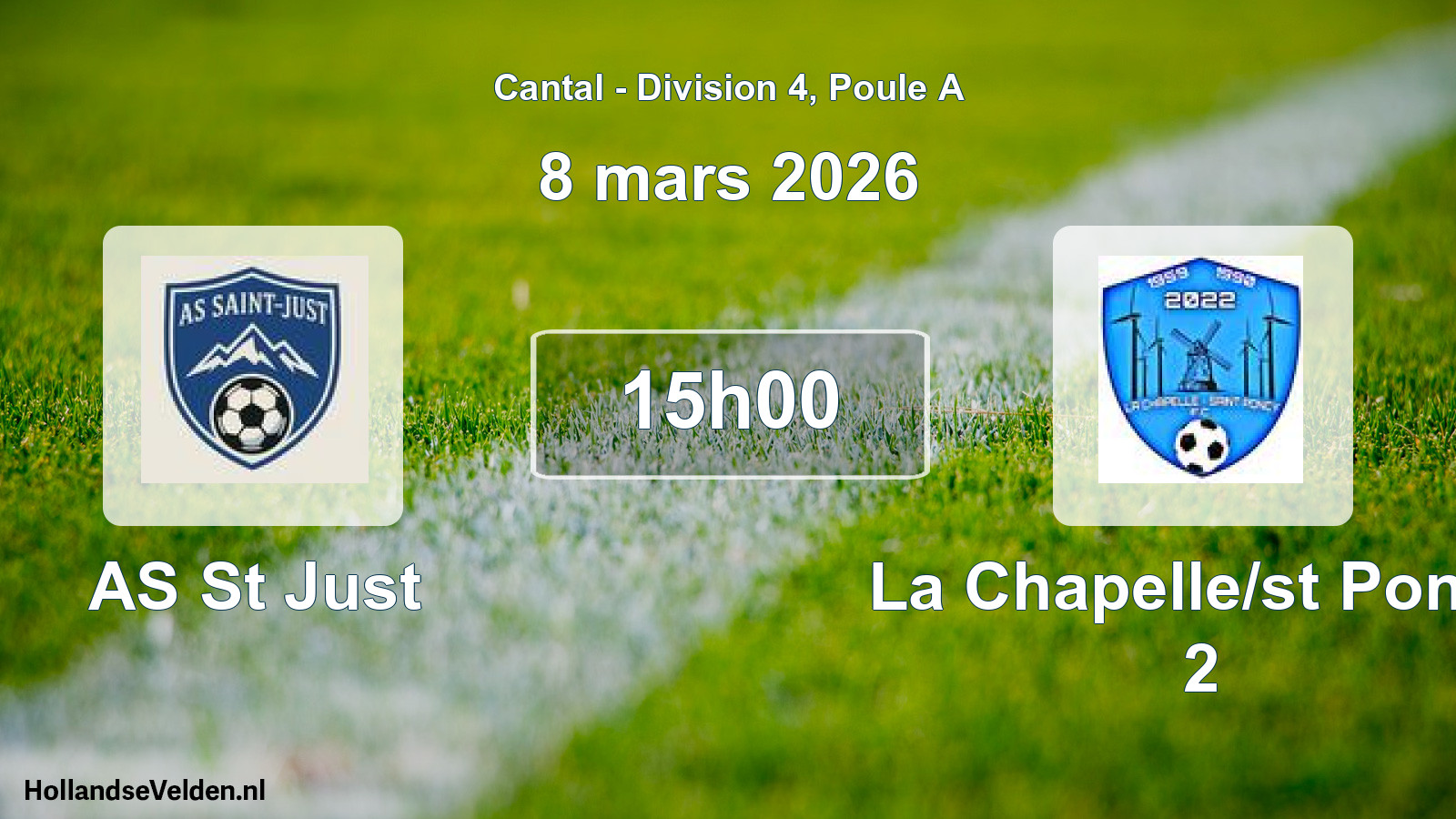 Geplande wedstrijd: AS St Just - La Chapelle/st Poncy 2 (8 maart 2026)