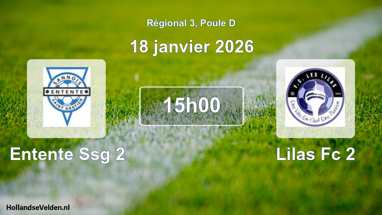 Geplande wedstrijd: Entente Ssg 2 - Lilas Fc 2 (18 januari 2026)