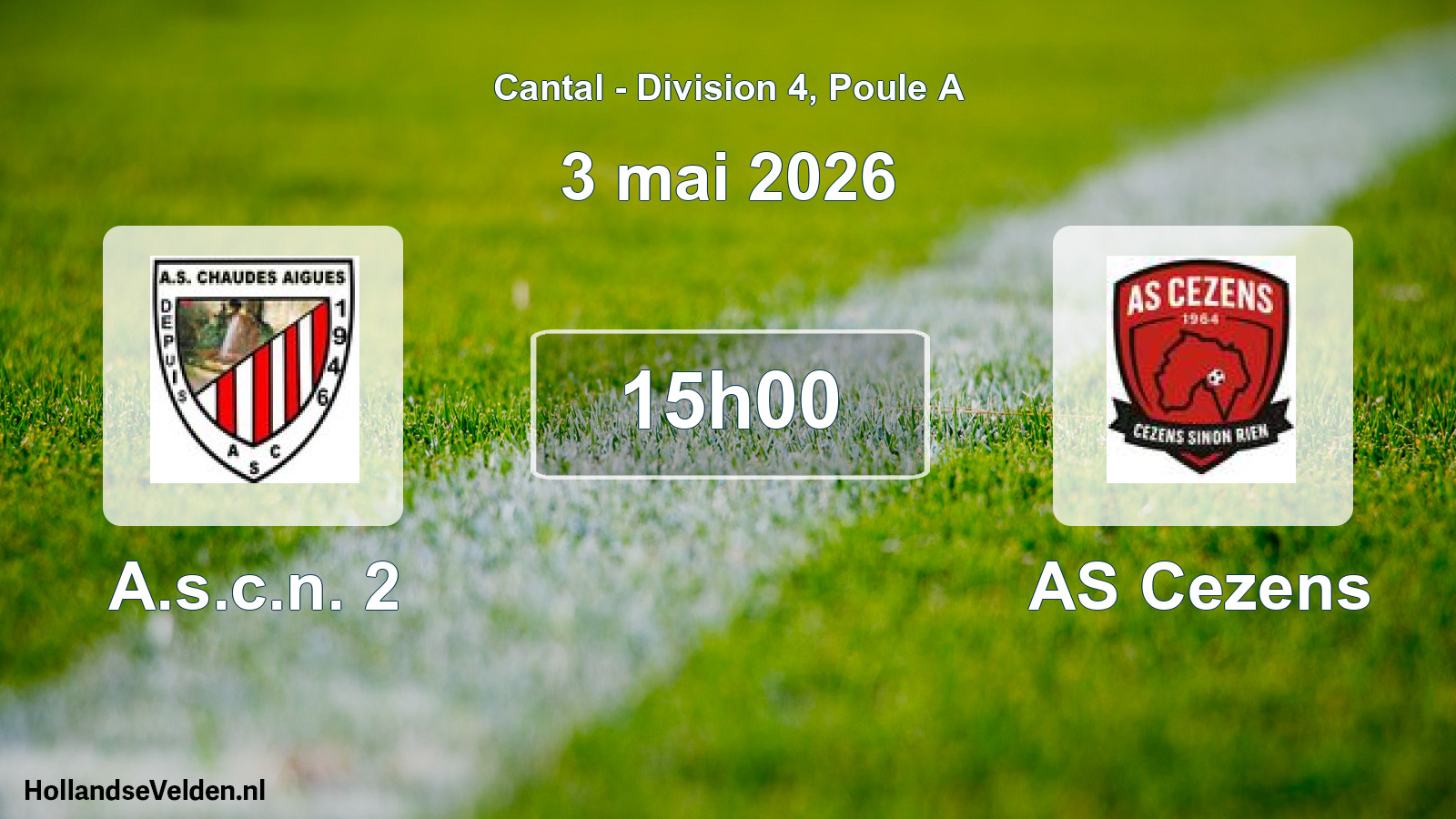 Match programmé: A.s.c.n. 2 - AS Cezens (3 mai 2026)