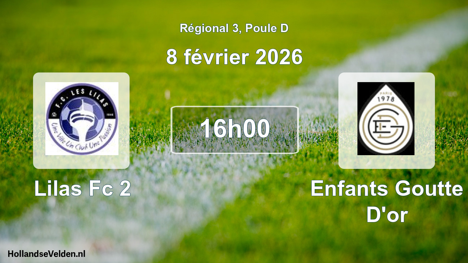 Scheduled Match: Lilas Fc 2 - Enfants Goutte D'or (8 February 2026)