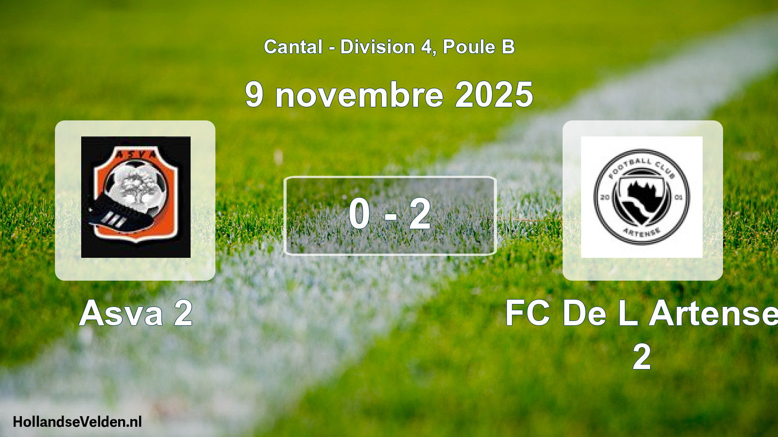 Match joué: Asva 2 - FC De L Artense 2 0 - 2 (9 novembre 2025)