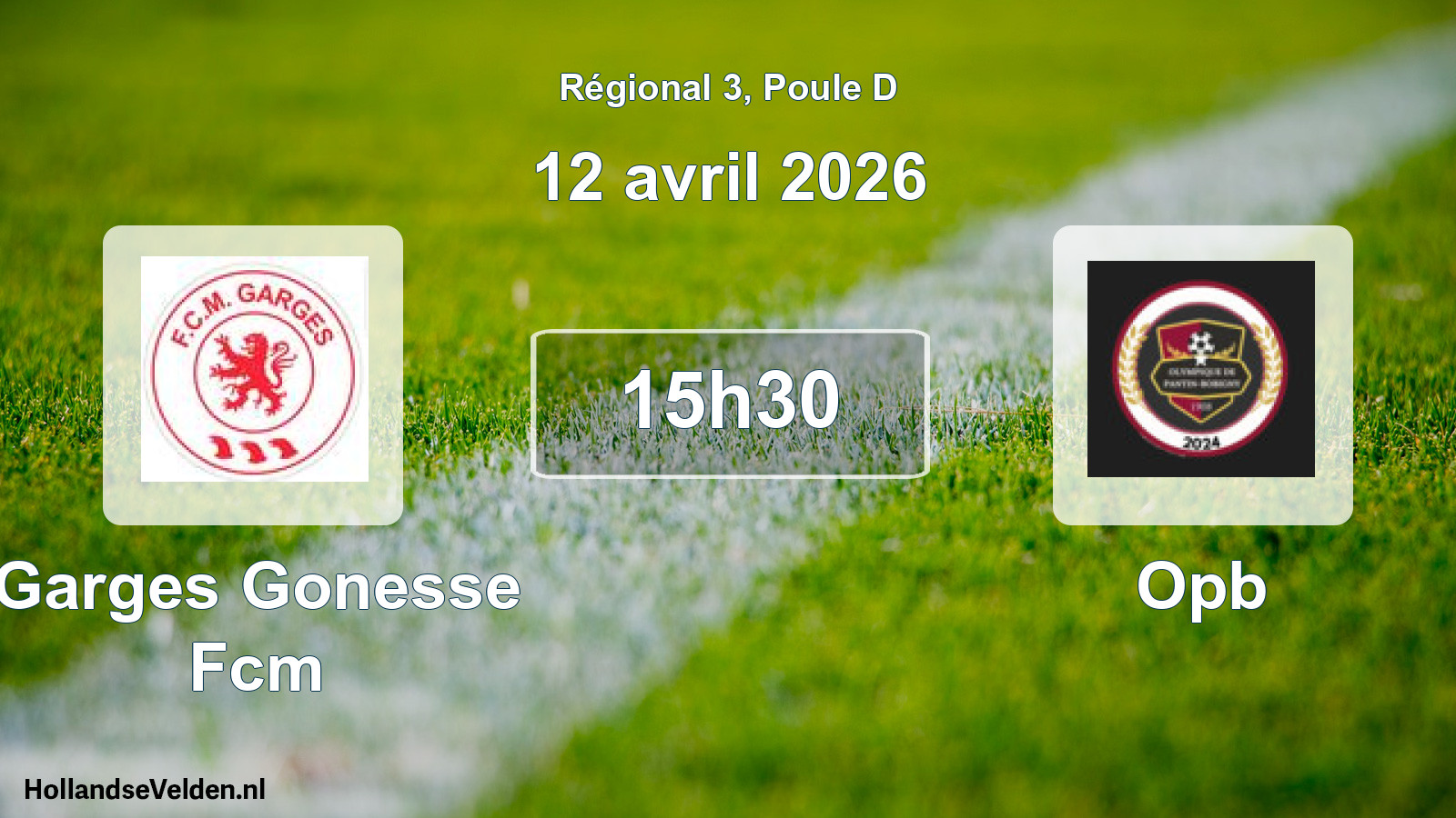 Geplande wedstrijd: Garges Gonesse Fcm - Opb (12 avril 2026)