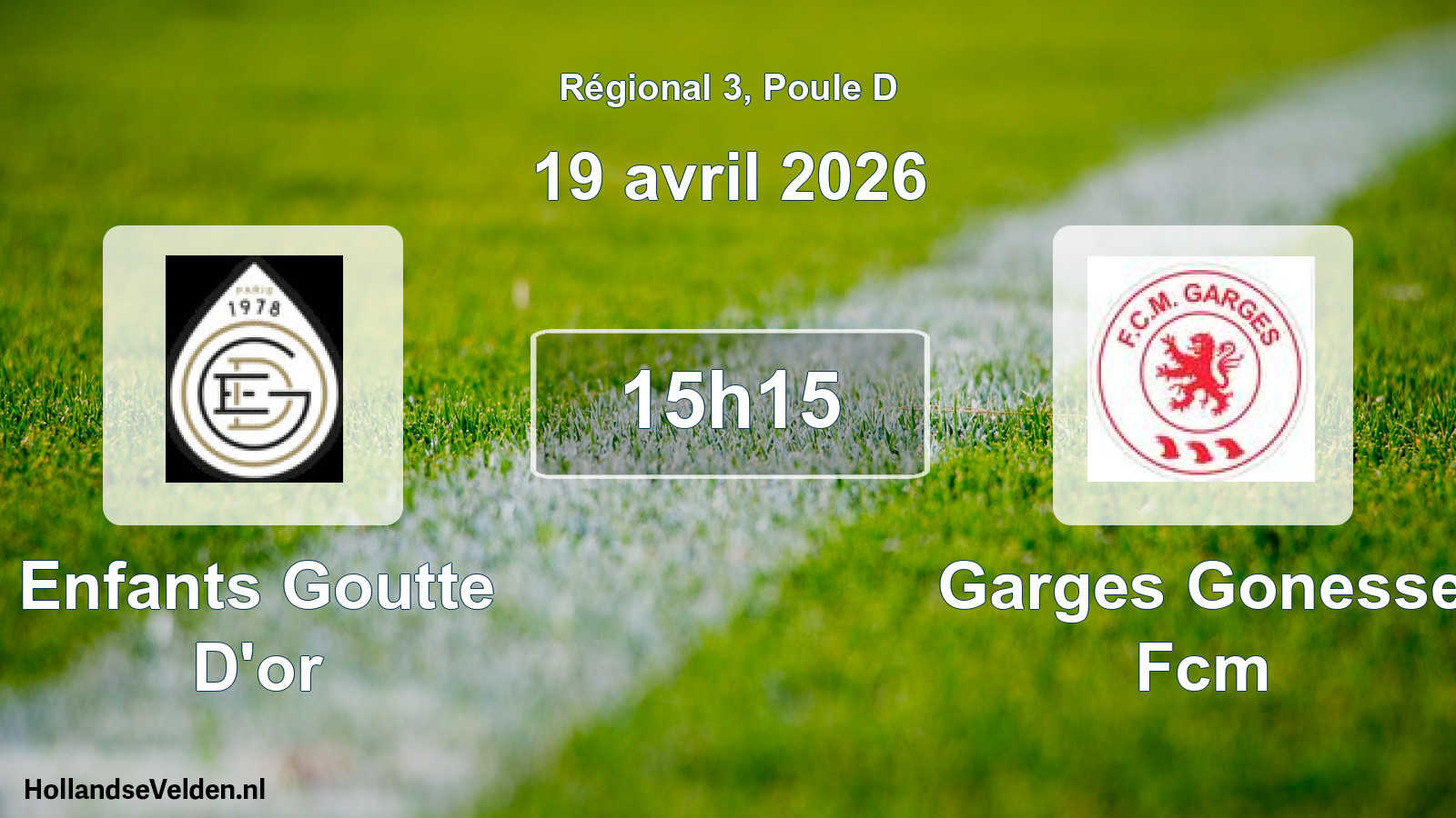 Geplande wedstrijd: Enfants Goutte D'or - Garges Gonesse Fcm (19 april 2026)