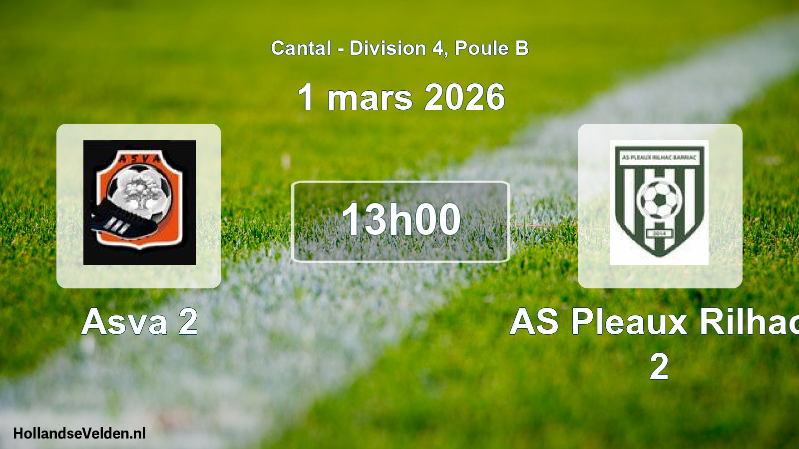 Geplande wedstrijd: Asva 2 - AS Pleaux Rilhac 2 (1 maart 2026)
