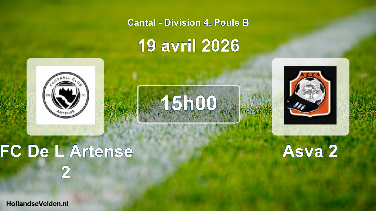 Match programmé: FC De L Artense 2 - Asva 2 (19 avril 2026)