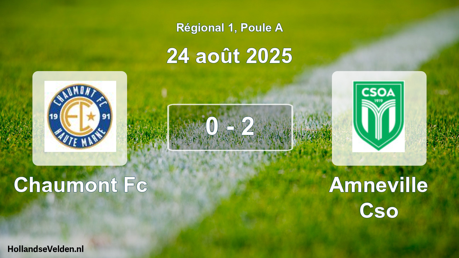 Gespeelde wedstrijd: Chaumont Fc - Amneville Cso 0 - 2 (24 août 2025)