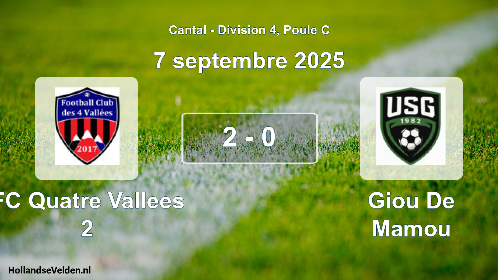 Match joué: FC Quatre Vallees 2 - Giou De Mamou 2 - 0 (7 septembre 2025)