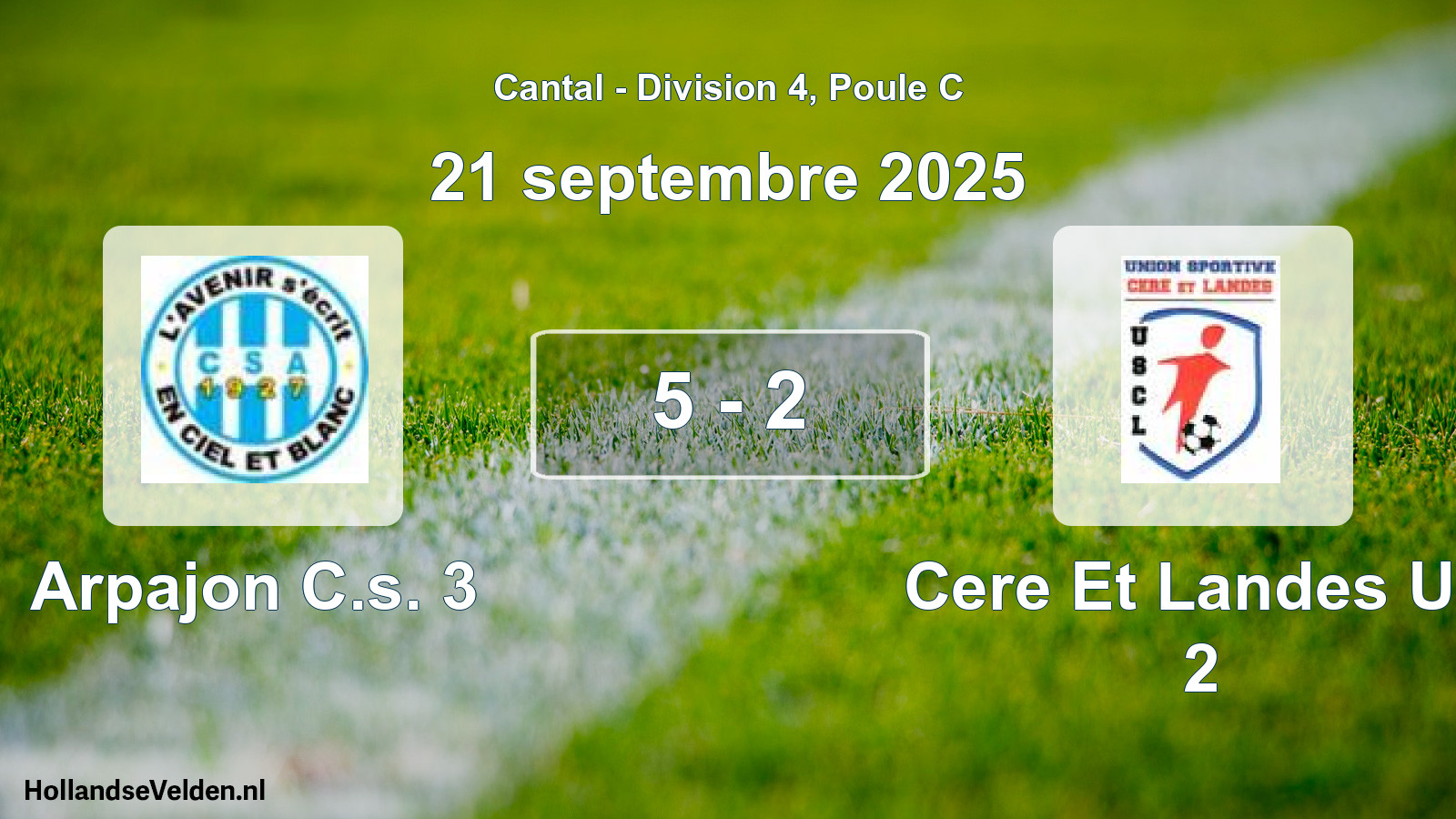 Gespeelde wedstrijd: Arpajon C.s. 3 - Cere Et Landes US 2 5 - 2 (21 september 2025)