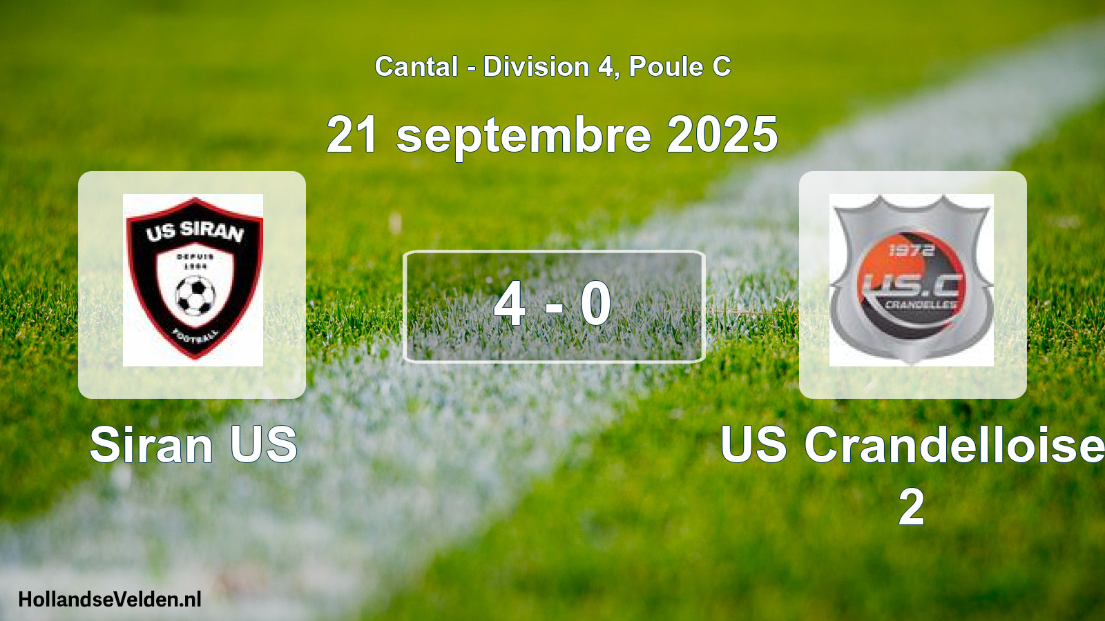 Total number of matches played: Siran US - US Crandelloise 2 4 - 0 (21 September 2025)