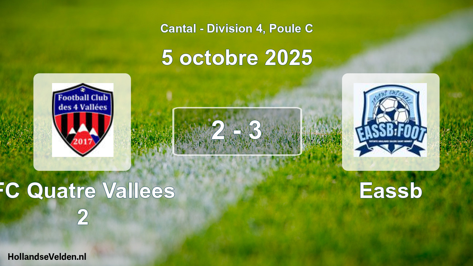 Gespeelde wedstrijd: FC Quatre Vallees 2 - Eassb 2 - 3 (5 oktober 2025)