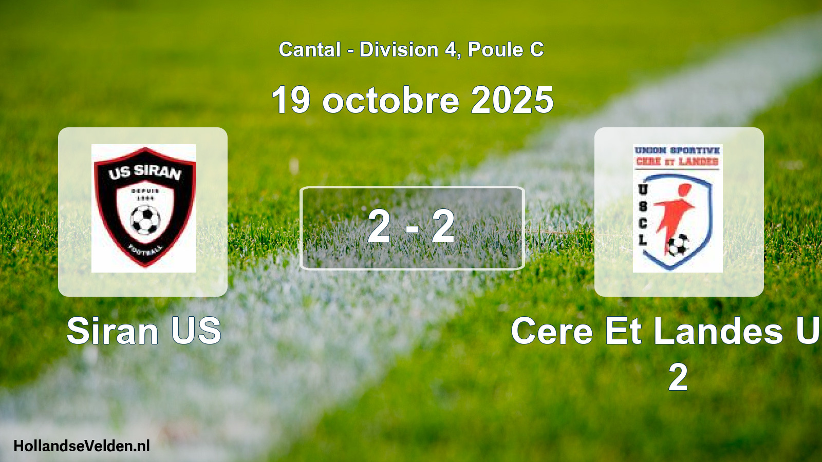 Gespeelde wedstrijd: Siran US - Cere Et Landes US 2 2 - 2 (19 oktober 2025)