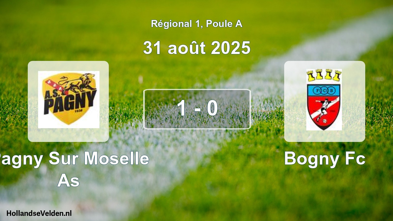 Gespeelde wedstrijd: Pagny Sur Moselle As - Bogny Fc 1 - 0 (31 augustus 2025)