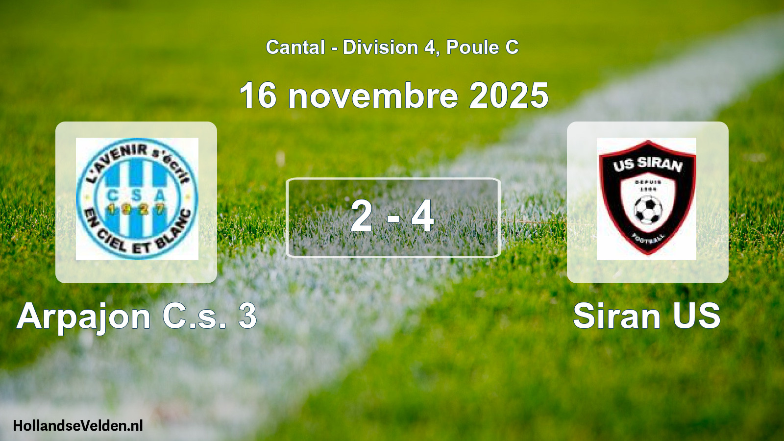 Gespeelde wedstrijd: Arpajon C.s. 3 - Siran US 2 - 4 (16 november 2025)
